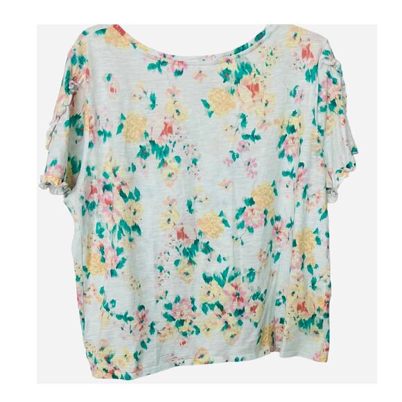 LAUREN CONRAD SHORT SLEEVE PULL-OVER TOP, WOMENS, XL, MULTICOLOR FLORAL PATTERN - Picture 4 of 9